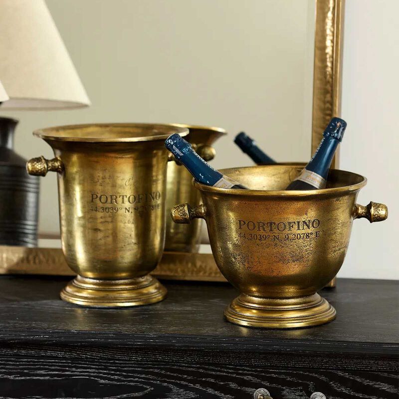 French Country Portofino Gold Champagne Bucket Short image number 1